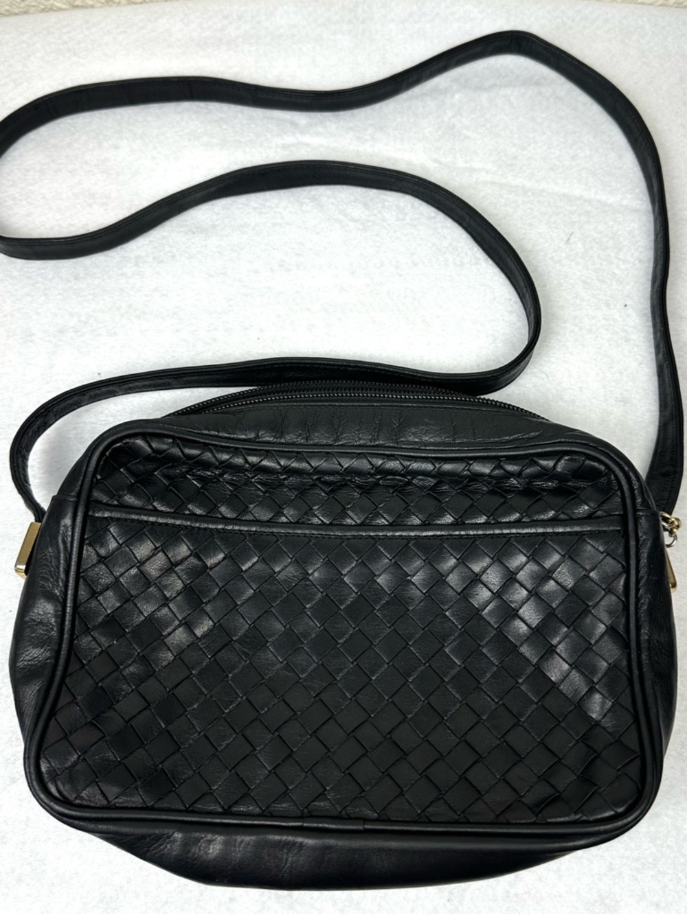 Black Woven Crossbody Bag - Classic Women's Shoulder Bag